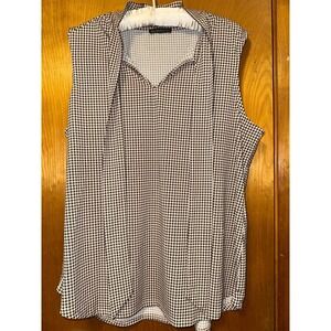 Adrianna Papell Womens L Black Bow Tie Neck Sleeveless Casual Top